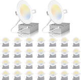 30 Pack 6 Inch 5CCT Ultra-Thin LED Recessed Ceiling Light with Junction Box,2700K/3000K/3500K/4000K/5000K Selectable, 12W Eqv 110W, Dimmable Can-Killer Downlight, 1200LM High Brightness