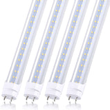 28w Led Tube Light Bulb 4ft, 3360 Lumens, Cold White 6000K, Ballast Bypass Required, Bypass T8 T10 T12 Ballast 80W F48T8 Fluorescent Replacement Dual-End Powered Clear Cover AC 85-265V Pack of 4