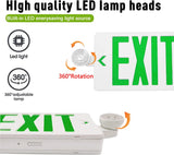 Green LED Exit Sign with Emergency Lights,120-277V,UL-Listed - LEDLIGHTING WHOLESALE