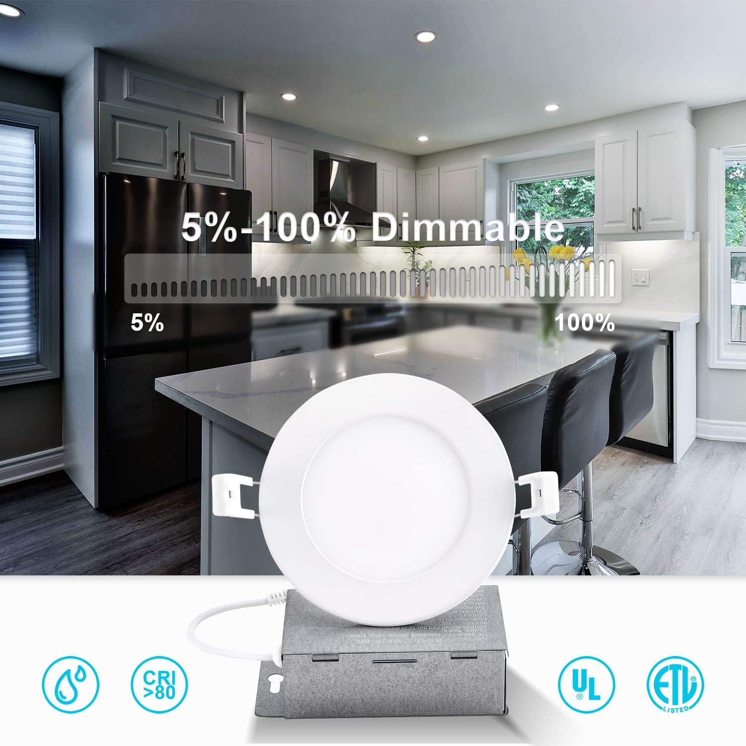 OSTEK 30 Pack 6 Inch 5CCT Ultra-Thin LED Recessed Ceiling Light with Junction Box,2700K/3000K/3500K/4000K/5000K Selectable, 12W Eqv 110W, Dimmable Can-Killer Downlight, 1200LM High Brightness - LEDLIGHTING WHOLESALE