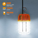 80W LED Temporary Work Light 12000Lm 5000K Daylight ETL Listed Job site Light for Construction Garage Work Shop Area Lighting