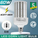 480V LED Corn Cob Light Bulb 60W, E39 Mogul Base Led Bulbs,8100LM 5000K Daylight Lamp, 250W CFL HPS Metal Halide Bulb Equivalent