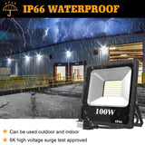 100W Led Stadium Flood Light Outdoor 14000Lm, 5000K Super Bright Commercial Area Lighting for Sport Field and Court 120V US Plug