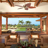 Prominence Home Willow View 52" Aged Brass Tropical Ceiling Fan with 5 Hand Carved Wood Blades, Pull Chain & Reverse Airflow - LEDLIGHTING WHOLESALE