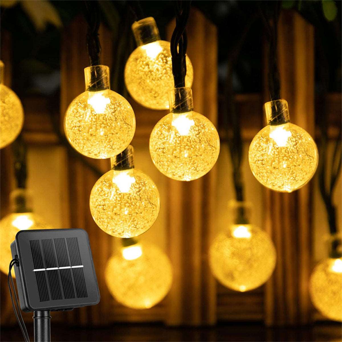 100 LEDs Crystal Globe Lights-Outdoor Solar Garland String Lights