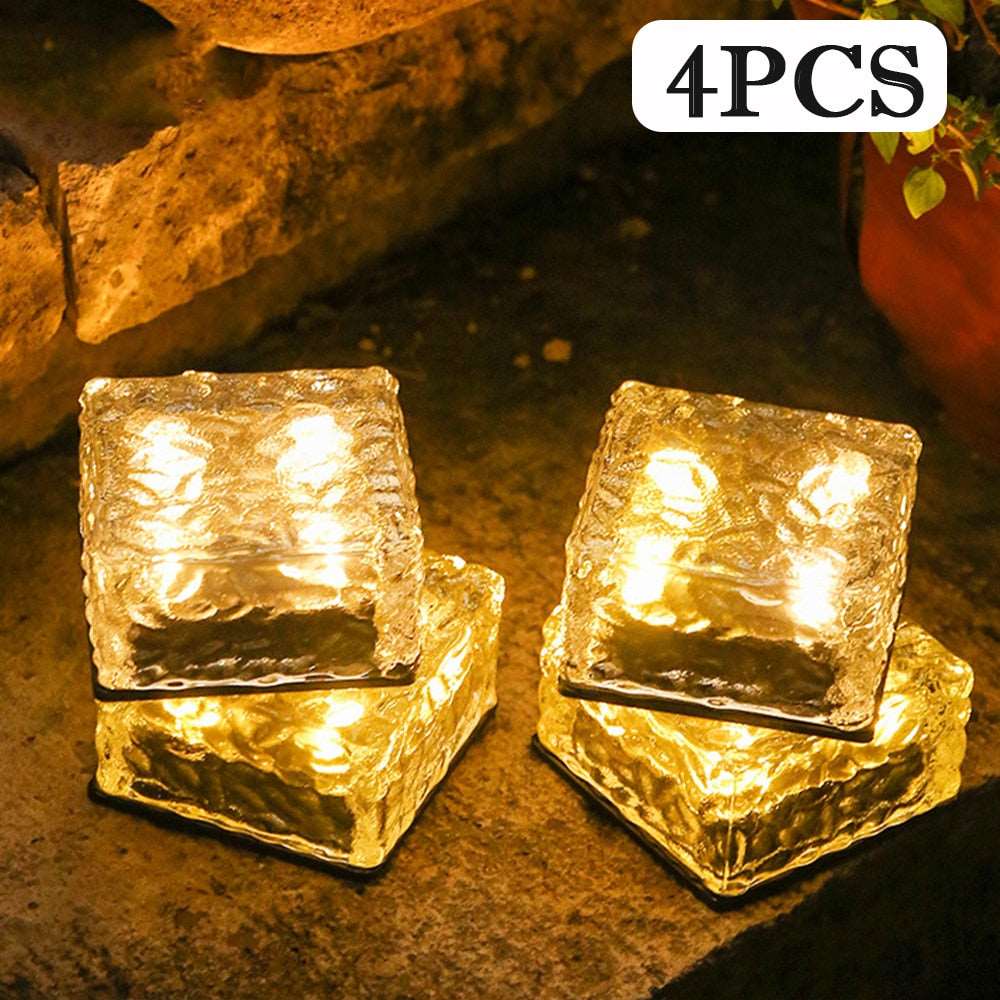 4pcs Ice Cube Solar LED Lights-Outdoor Decor Lawn Lamp-For Landscape Garden