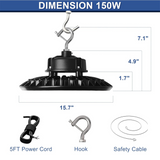 150W 480V LED UFO High bay CCT 5000K AC 277-480V-24.000 Lumens-5 Years warranty-ETL+DLC 5.1