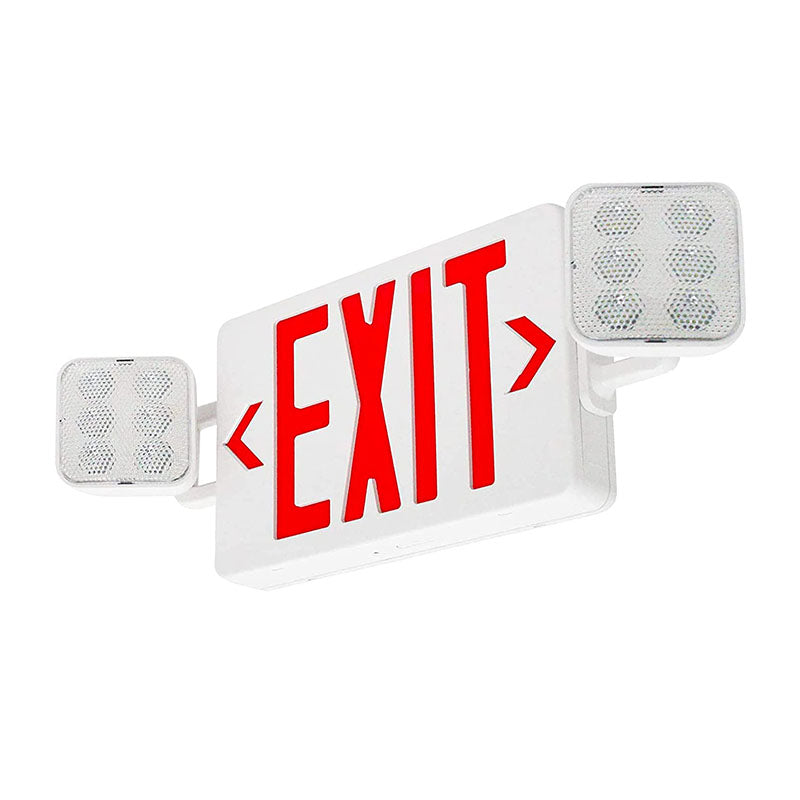 Two LED Adjustable Head-LED Combo Exit Sign Emergency Light-120-277V-UL Listed