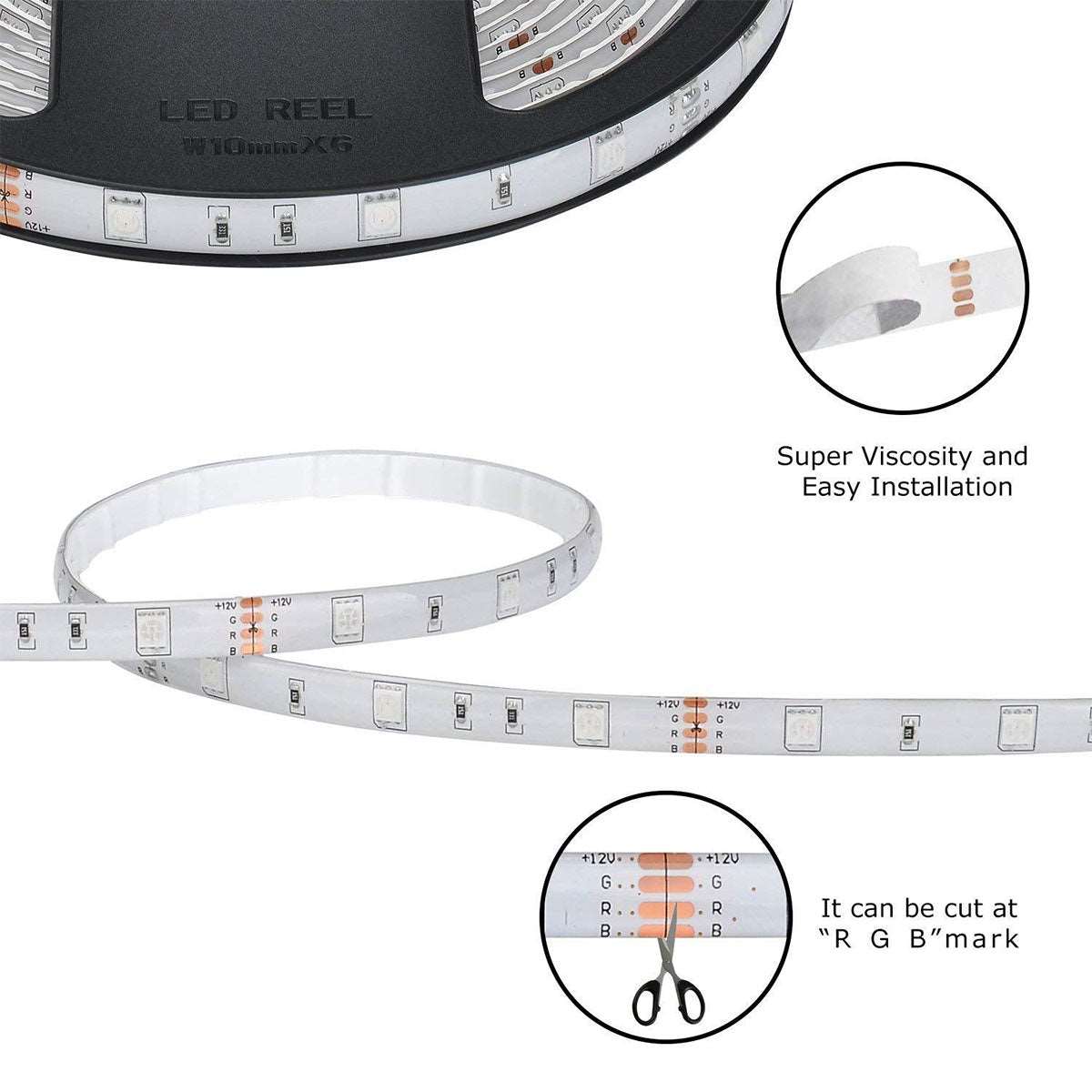 3M 5M 10M 3528 SMD RGB LED Strip Light Non-waterproof String Tape Kit 44 Key IR Remote Control