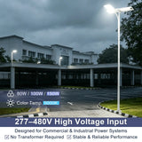 LED Shoebox Parking Lot Light 277-480V - 80-150W Selectable - White Housing - 21000LM Outdoor Commercial Lighting