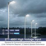 LED Shoebox Parking Lot Light 277-480V - 80-150W Selectable - White Housing - 21000LM Outdoor Commercial Lighting