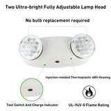 LED Emergency Exit Lighting Fixtures-Mini Round Adjustable Lamp Heads-White Housing-120-277 VAC