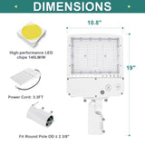 150W LED Shoebox Parking Lot Light – 5000K Daylight, White Housing, Outdoor Area & Street Light, UL Listed, AC 100-277V (No Photocell)