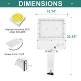 150W LED Shoebox Parking Lot Light – 5000K Daylight, White Housing, Outdoor Area & Street Light, UL Listed, AC 100-277V (No Photocell)