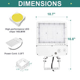 150W LED Shoebox Parking Lot Light – 5000K Daylight, White Housing, Outdoor Area & Street Light, UL Listed, AC 100-277V (No Photocell)