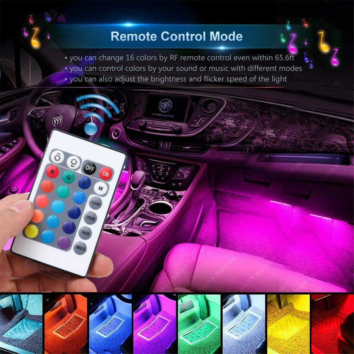 Car Interior Lights Neon Atmosphere RGB LED Strip Bar Car Decor Lighting Lamp US - LEDLIGHTING WHOLESALE