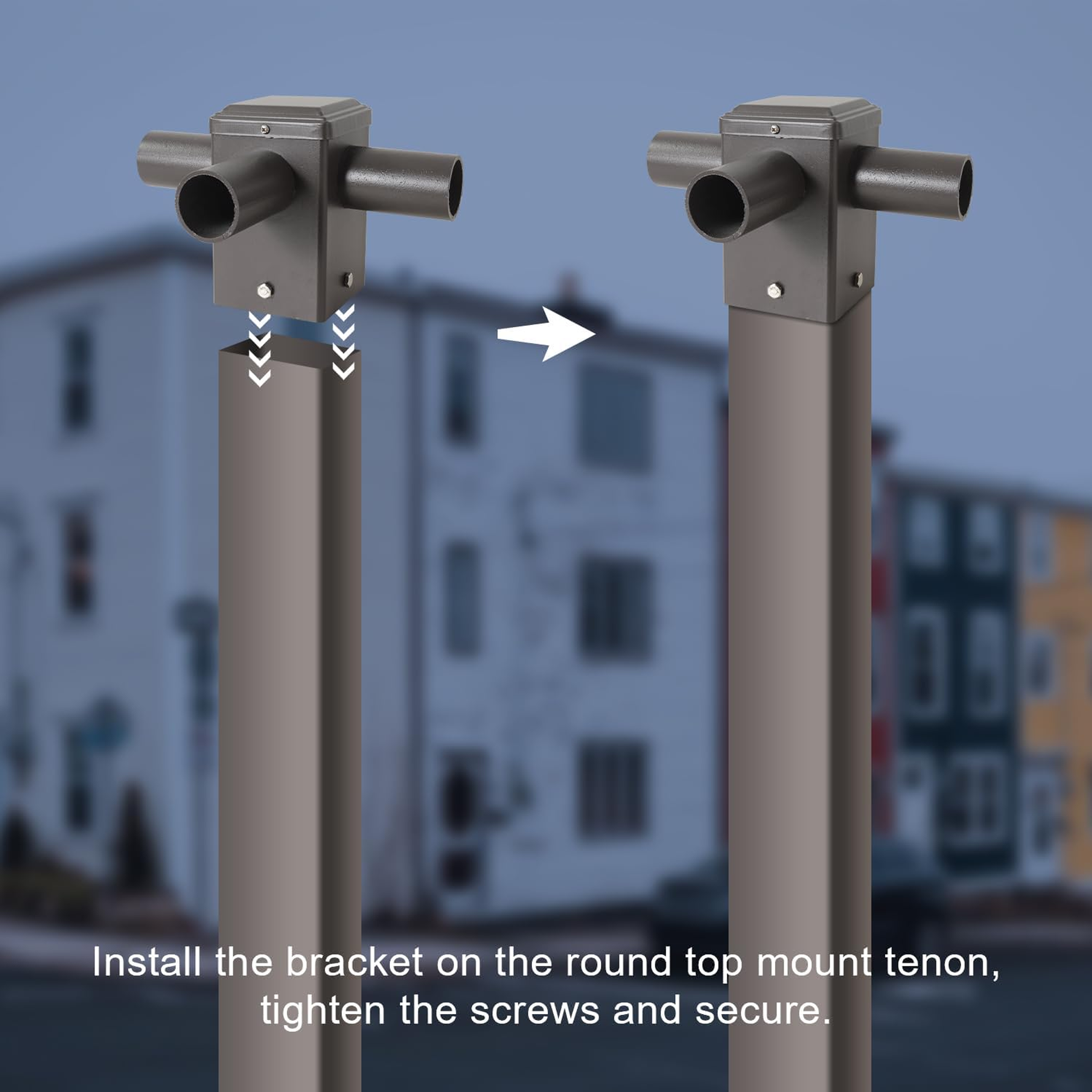 Tenon Top 90 Triple Adapter with 3 arm adapters for 4 Inch Square Poles