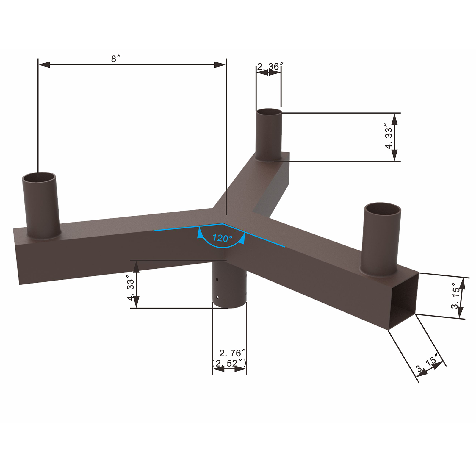 120° Low Profile Bullhorn with 3 Tenons For Outdoor LED Parking Lot Lights-Area Lights-Post Top Lights