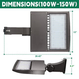 150W LED Shoebox Light-Led Parking Lot Light-21,000 Lumens-CCT 5000K-Brownz Color-Photocell Optional-5 Years Warranty-UL+DLC 5.1