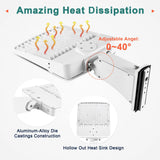 150W LED Shoebox Parking Lot Light – 5000K Daylight, White Housing, Outdoor Area & Street Light, UL Listed, AC 100-277V (No Photocell)