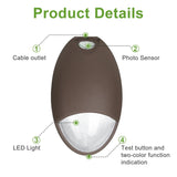 12W Tear Drop LED Outdoor Emergency Wall Pack Light - 120-277V - Battery Backup - Wet Location Security Light
