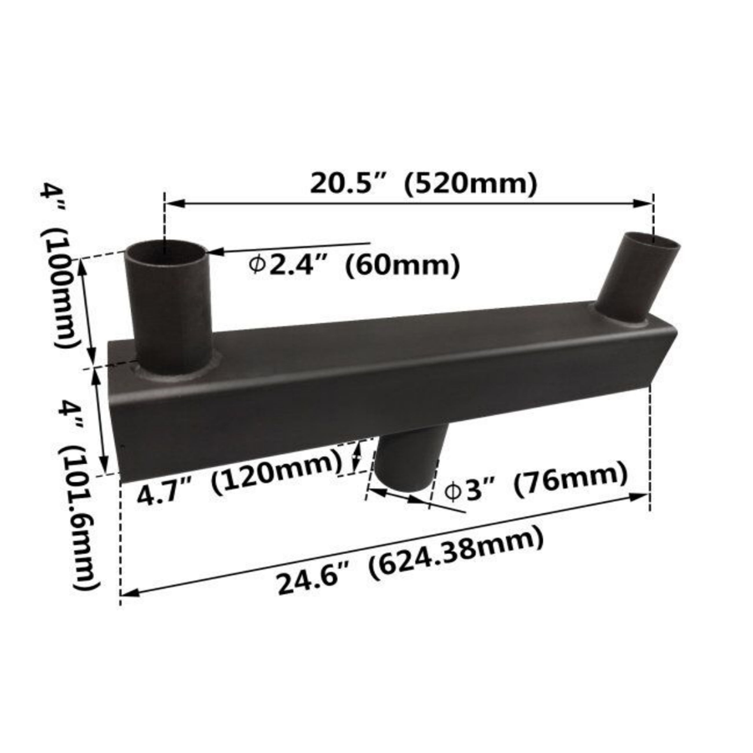 Tenon Adapter. Twin Square Straight Bull Horn for 2 fixtures. LED Street Light. Shoebox Parking Light. Parking Lot Pole Bracket