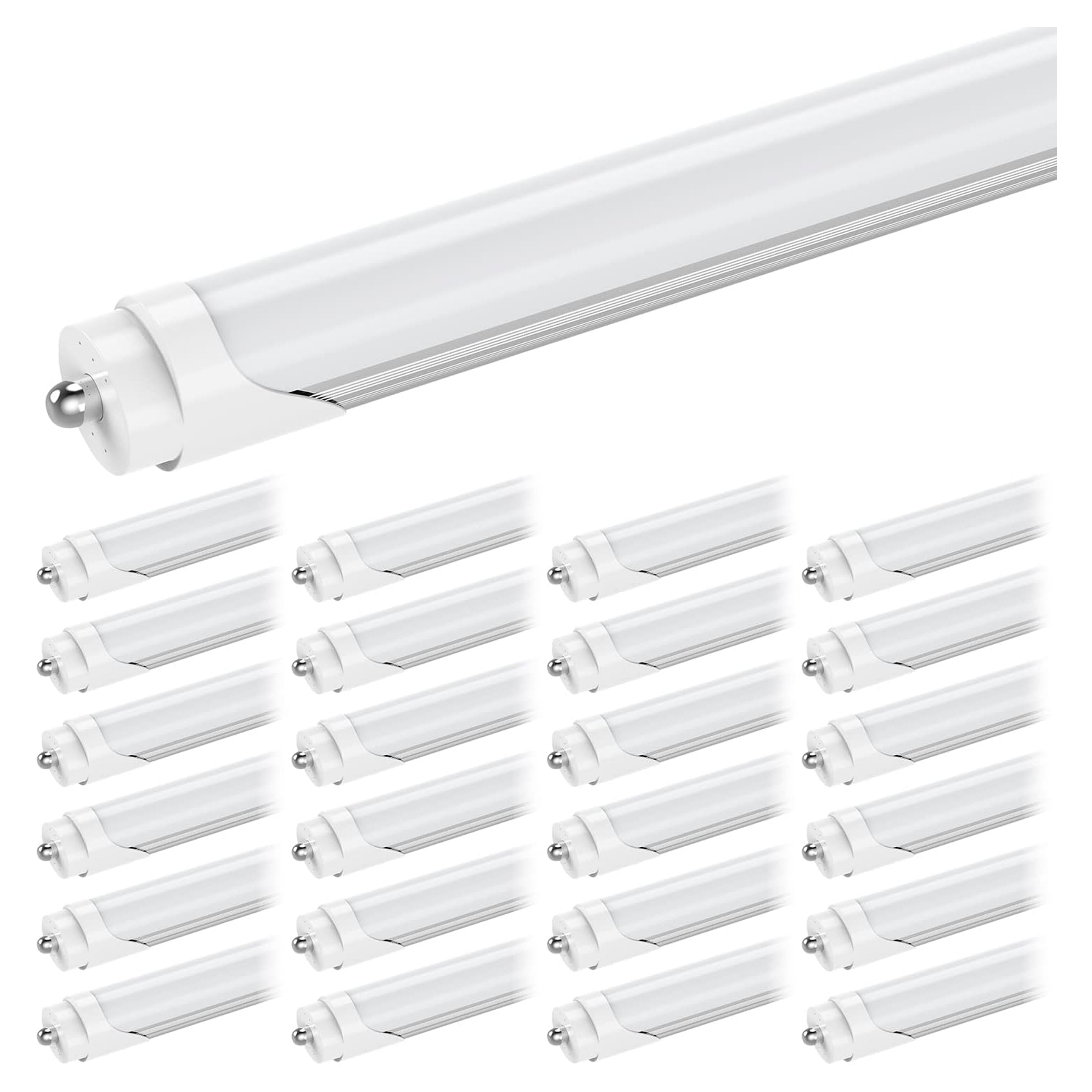 25 Pack-8ft Single Pin Tube-44W-5720 Lumens Output-Ballast Bypass-Clear Cover-Double Ended