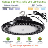 480V LED UFO High Bay Light - 180/200/240W Wattage & CCT Selectable - 170LM/W Industrial High Bay for Warehouse & Factory Lighting
