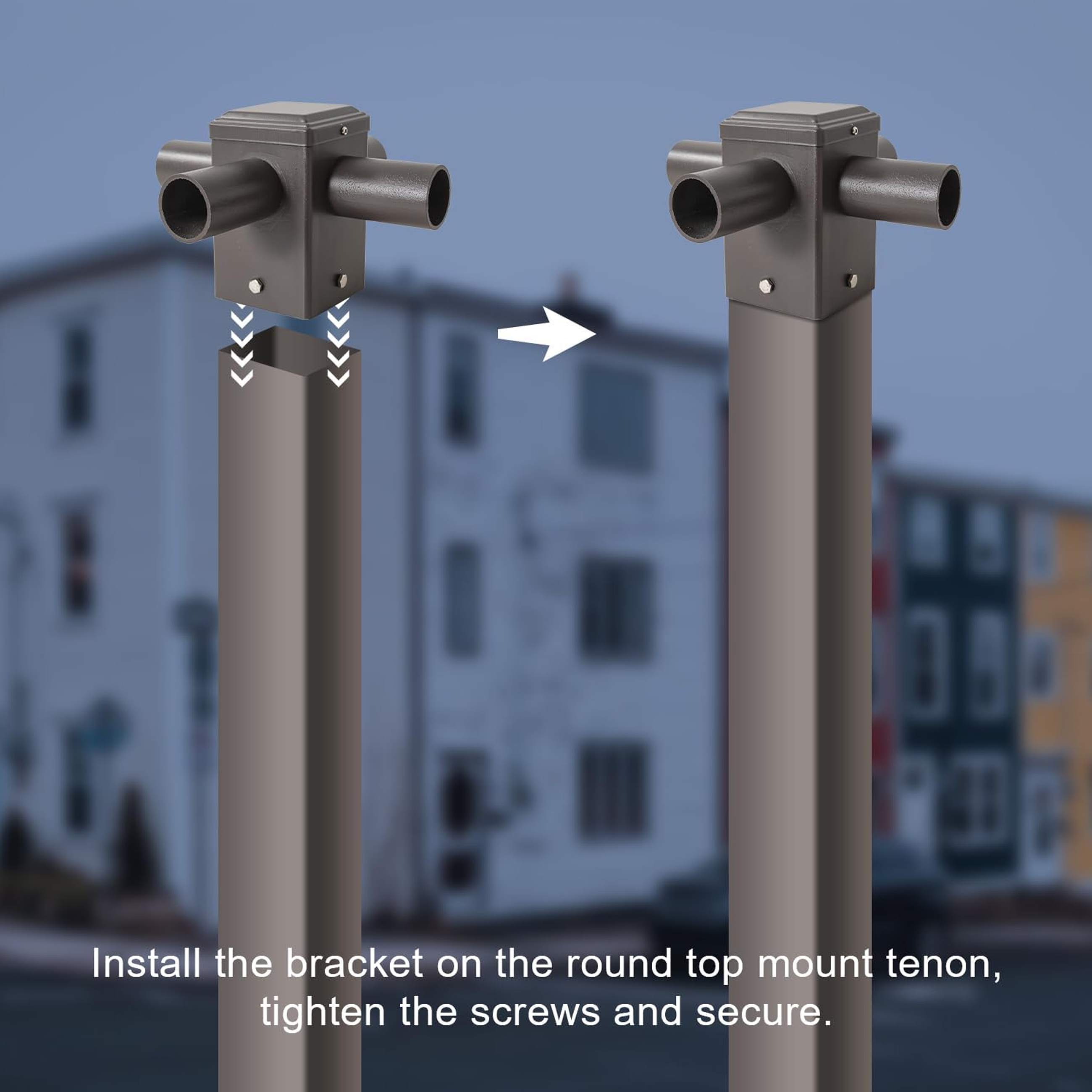 Quadruple 90° Tenon Adapter with 4 Horizontal Tenons For 4inch square light poles