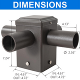 Quadruple 90° Tenon Adapter with 4 Horizontal Tenons For 4inch square light poles - LEDLIGHTING WHOLESALE