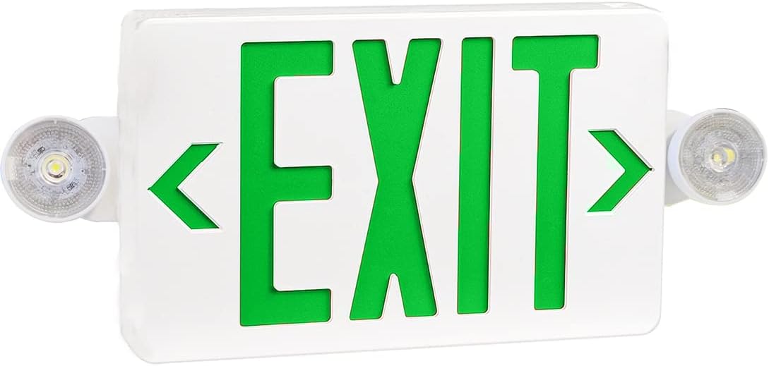 Green LED Exit Sign with Emergency Lights,120-277V,UL-Listed - LEDLIGHTING WHOLESALE