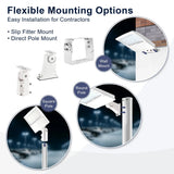 LED Shoebox Parking Lot Light 277-480V - 80-150W Selectable - White Housing - 21000LM Outdoor Commercial Lighting