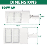 300W 480V White LED Parking Lot Light-42,000 Lumens-AC 277~480V-1000W Metal Halide Equivalent-5000K-DLC UL Listed
