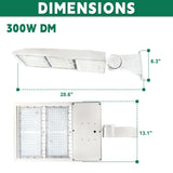 300W 480V White LED Parking Lot Light-42,000 Lumens-AC 277~480V-1000W Metal Halide Equivalent-5000K-DLC UL Listed