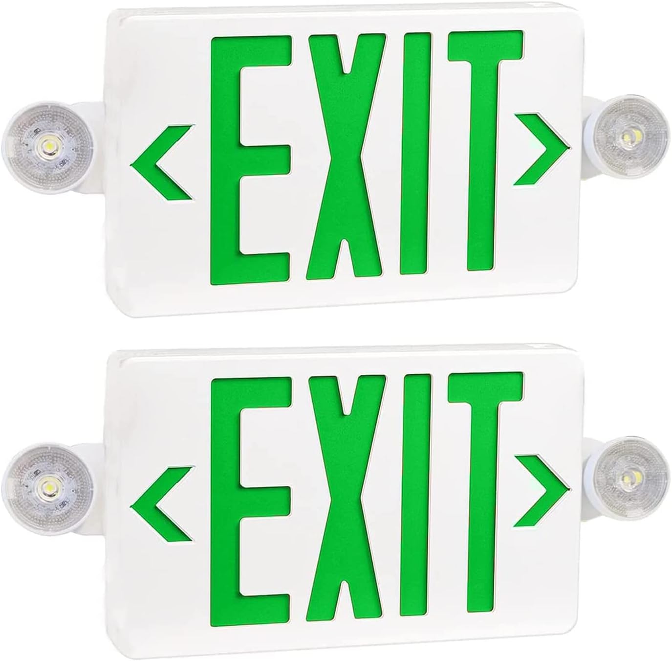 Green LED Exit Sign with Emergency Lights,120-277V,UL-Listed - LEDLIGHTING WHOLESALE