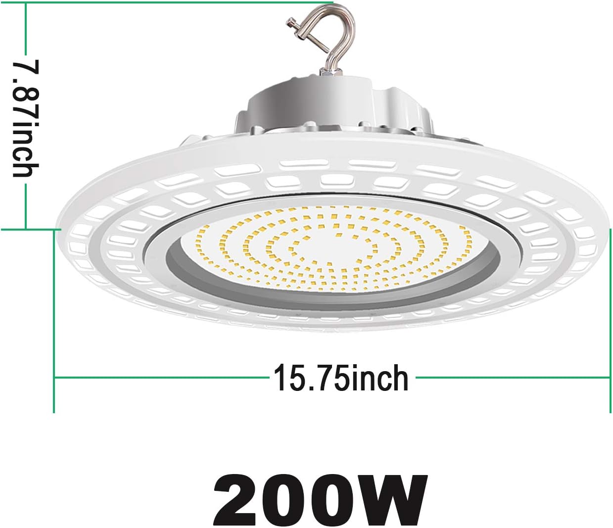 200W UFO LED High Bay Light, 5000K, 1-10V Dimmable, AC100-277V, With Hook 5' Cable,(UL+ DLC) - LEDLIGHTING WHOLESALE