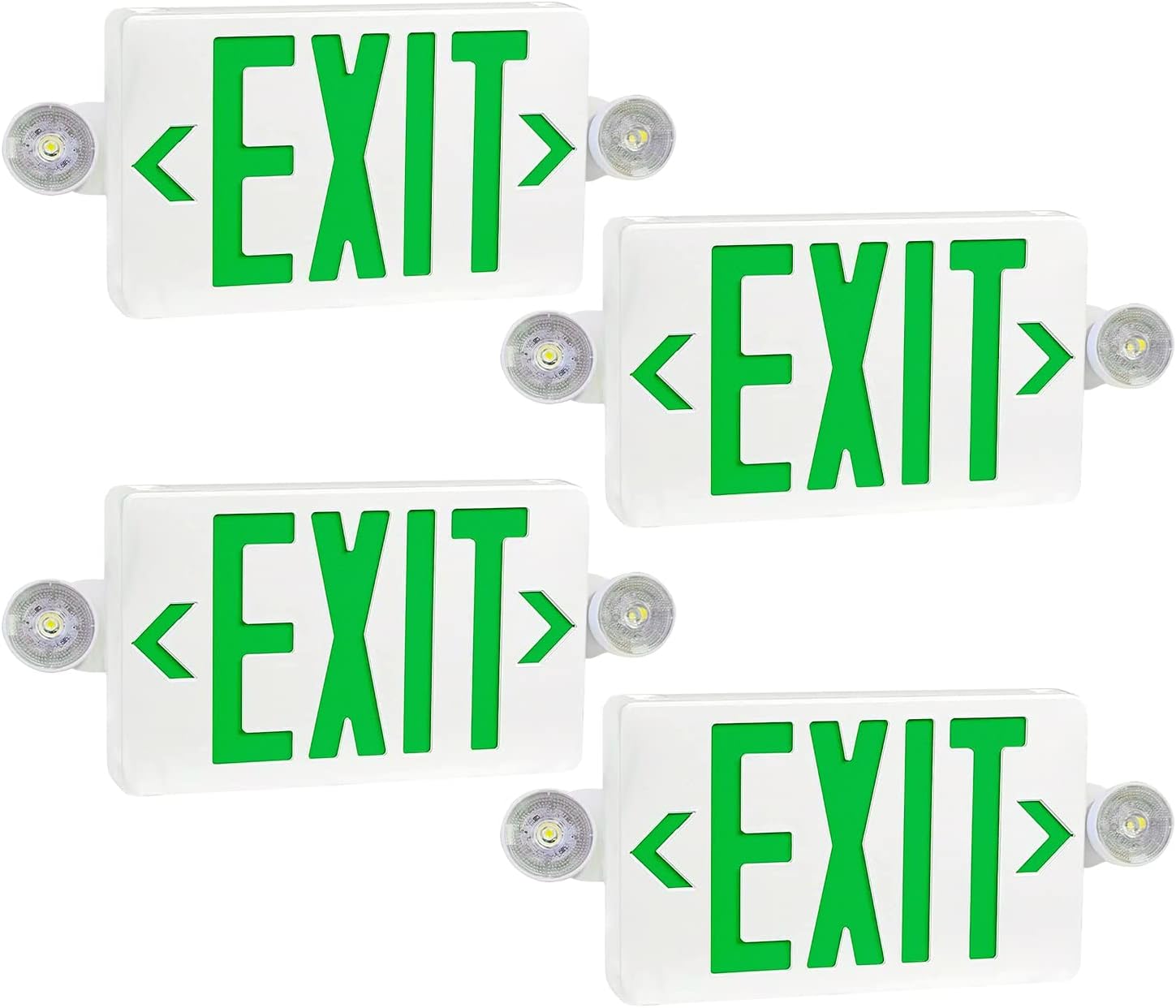 Green LED Exit Sign with Emergency Lights,120-277V,UL-Listed - LEDLIGHTING WHOLESALE