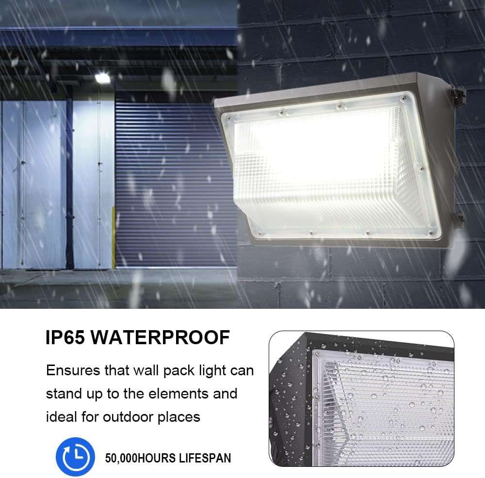 80W LED Wall Pack Light-10,400Lumens-Equivalent 250W HID/HPS-5000K-(DLC+UL)-5 Years Warranty