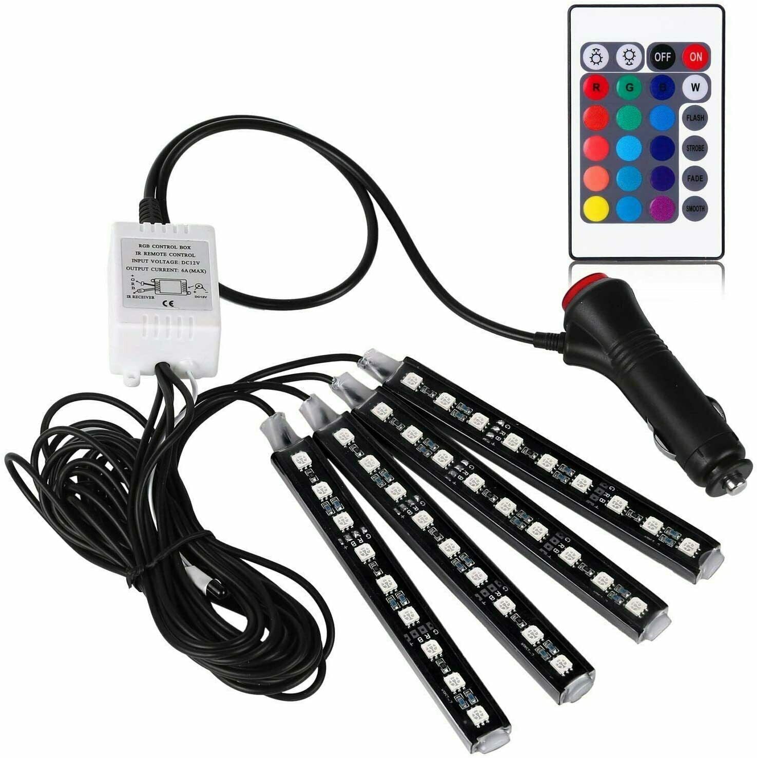 Car Interior Lights Neon Atmosphere RGB LED Strip Bar Car Decor Lighting Lamp US - LEDLIGHTING WHOLESALE