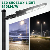 LED Parking Lot Light-450/400/380W Selectable -Shoebox Area Light-10KV Surge Protector-CCT 5000K-AC 100~277V-DLC & UL Listed