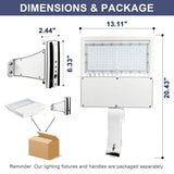 LED Shoebox Parking Lot Light 277-480V - 80-150W Selectable - White Housing - 21000LM Outdoor Commercial Lighting