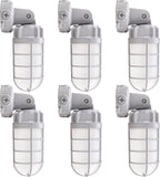6-PACK LED Vapor Tight Jelly Jar Light 21W, 5000K, Wall/Ceiling Mount Vapor-Proof LED, IP65 Wet Rated Security Cage Light for Indoor and Outdoor Lighting, UL Certified - LEDLIGHTING WHOLESALE