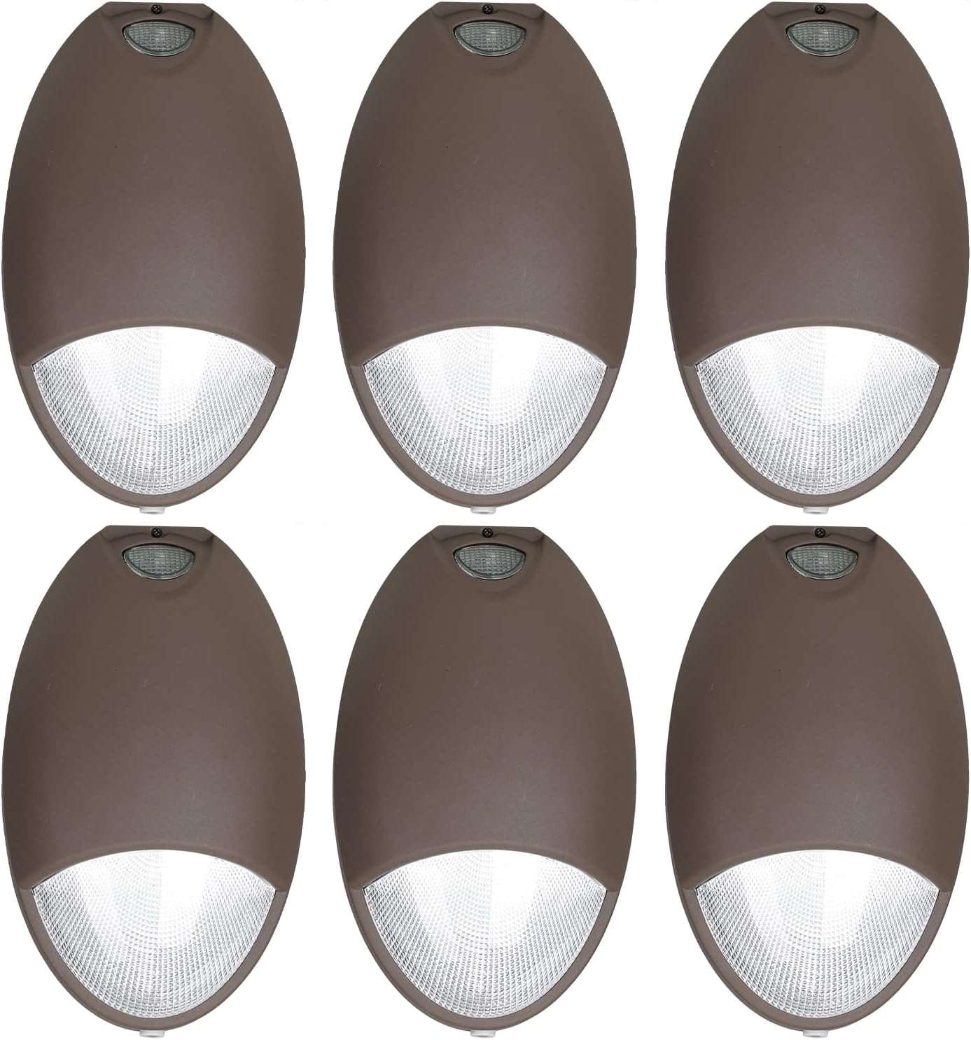 12W Oval LED Emergency Wall Pack Light with Battery Backup, Photocell and Self-Test Function, 5000K, UL Listed