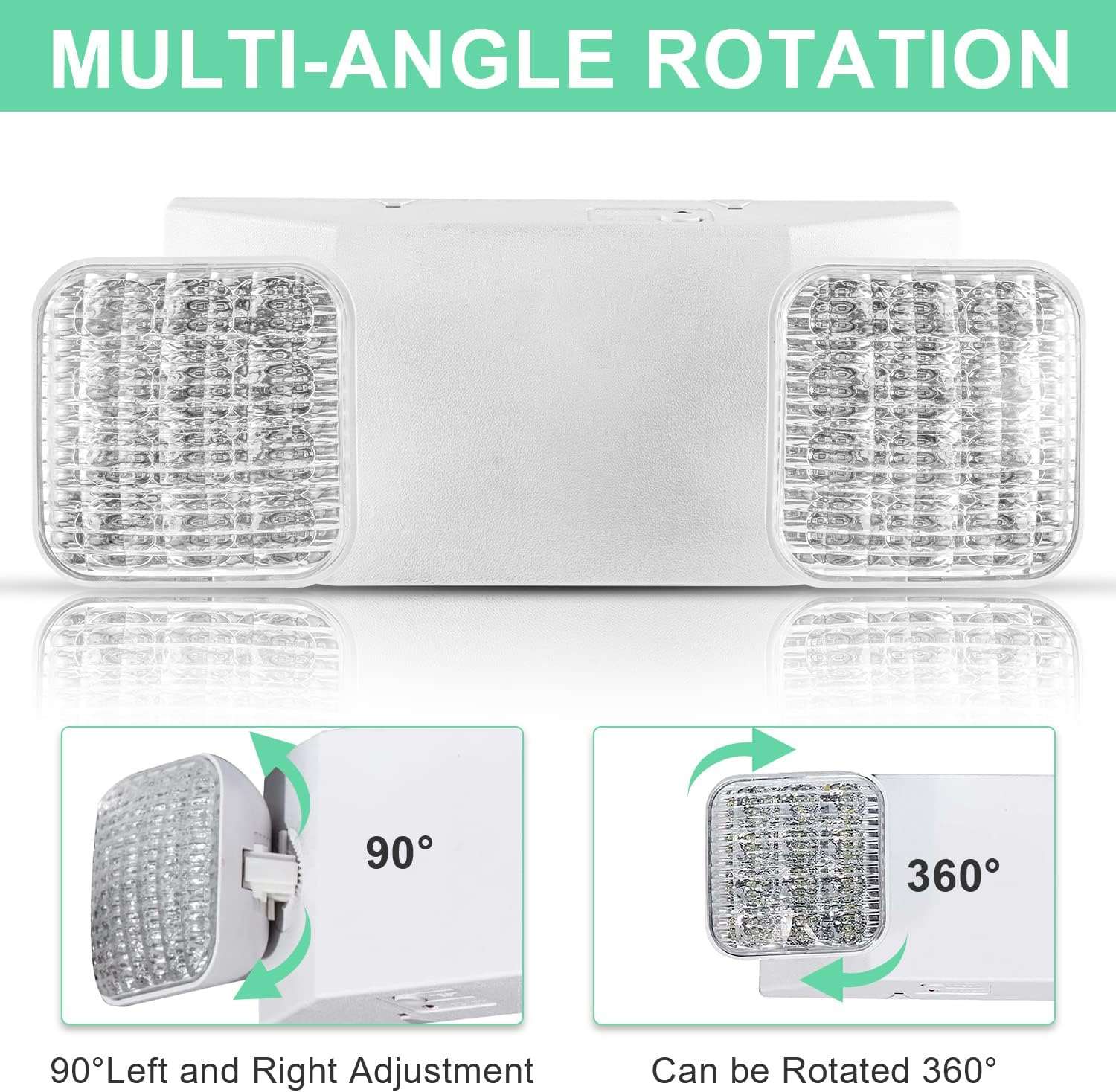 LED Emergency Exit Lighting Fixtures with 90 Minutes Long Backup Batteries, US Standard Adjustable Integrated LED Emergency Light