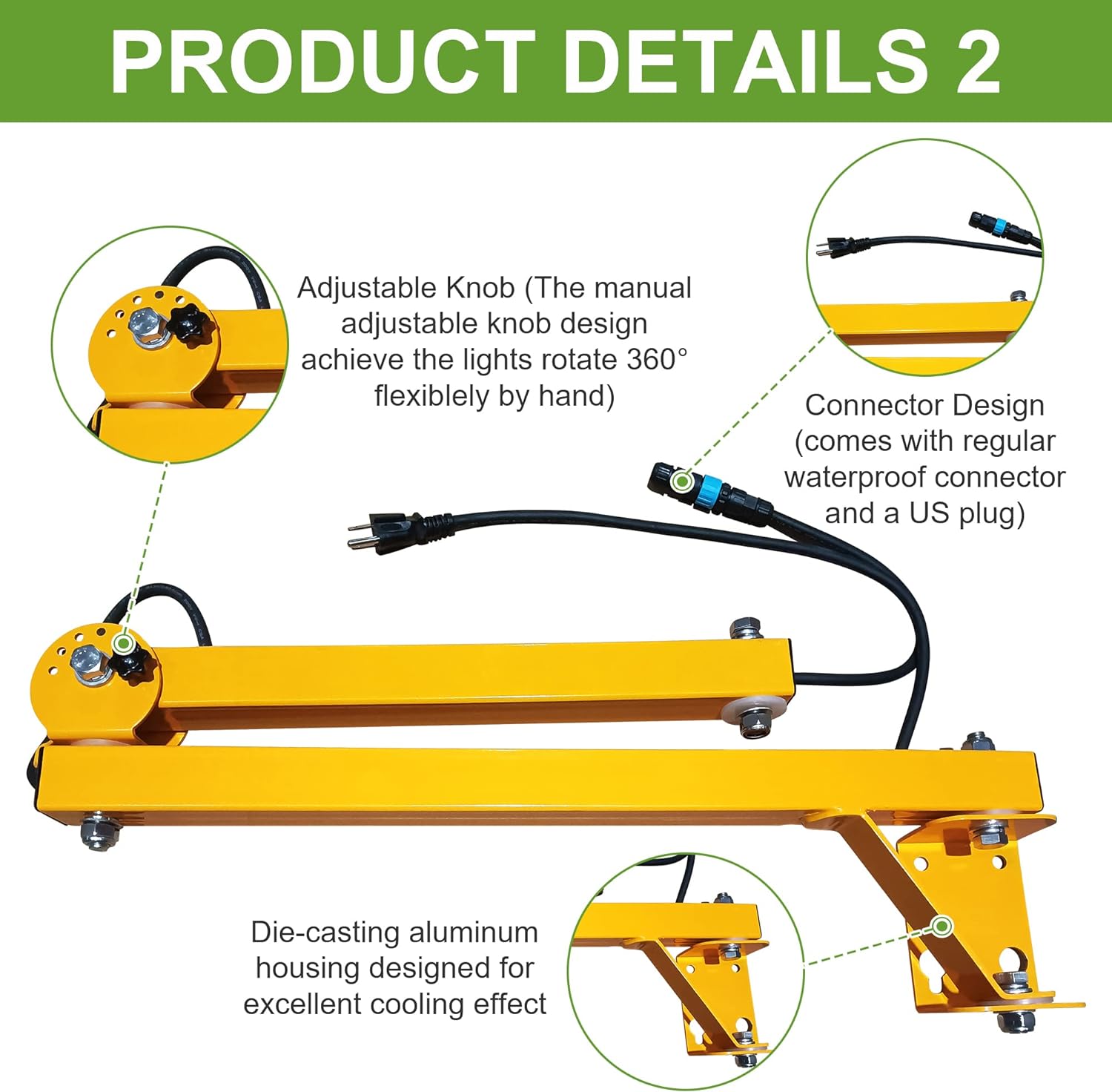 30W LED Loading Dock Lights with 40” Swing Single Folding Arm, 5000K 4,200 Lumen 360° Rotatable Lamp Head, IP65 Rated, UL Certified - LEDLIGHTING WHOLESALE