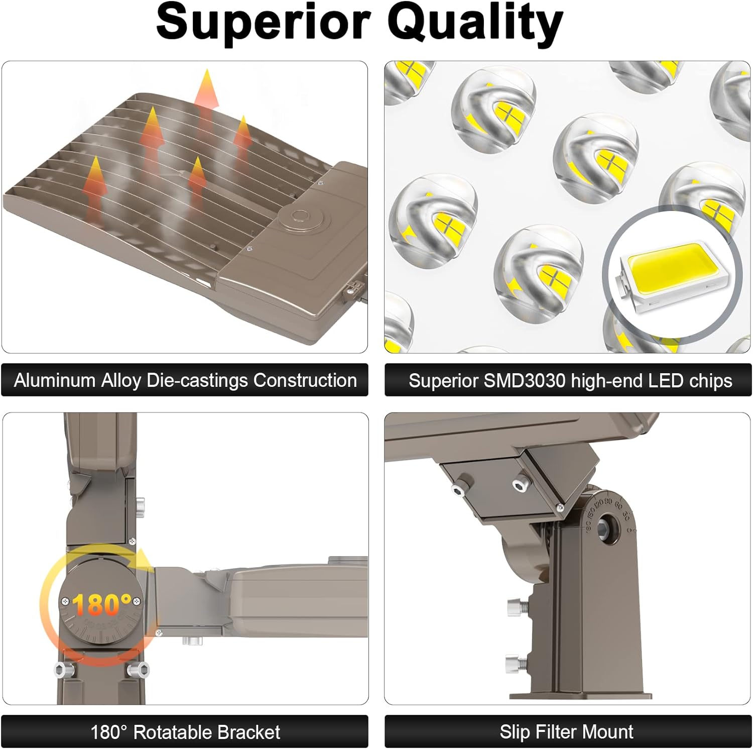 400W LED Parking Lot Light 56,000LM Outdoor Street Area Lighting with Slipfitter Mount,100-277V 5000K, UL DLC Listed - LEDLIGHTING WHOLESALE