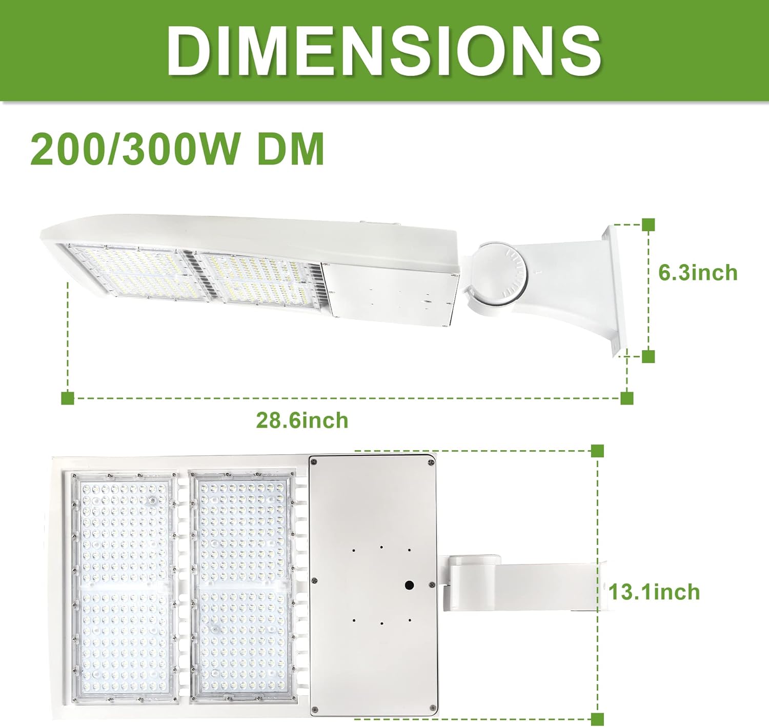 300W White LED Parking Lot Lights, LED Shoebox Pole Light, 40500Lm, 100-277Volt - LEDLIGHTING WHOLESALE