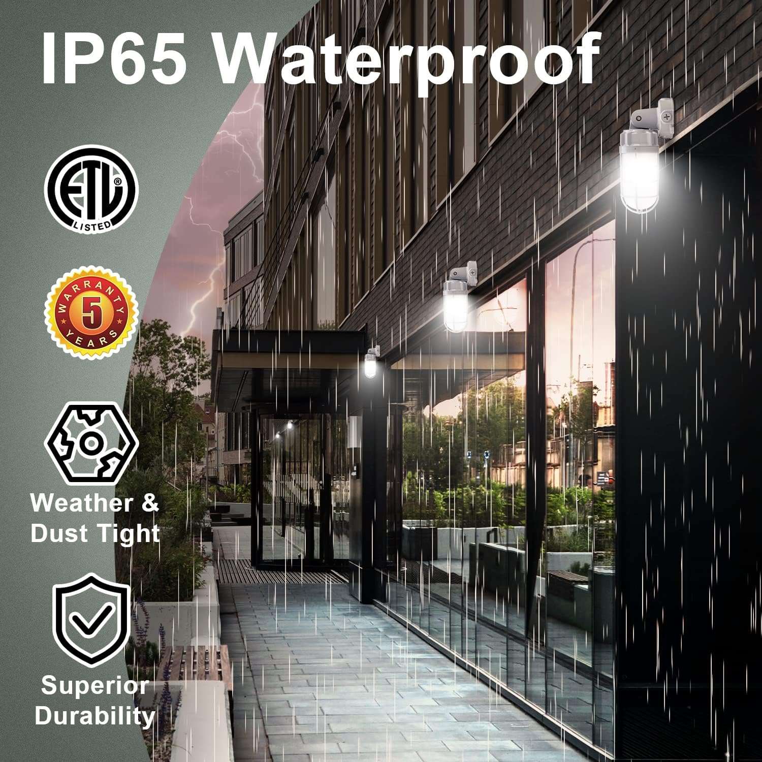 21W LED Vapor Tight Jelly Jar Light, IP65,5000K, Vapor Proof Security Cage Light 120-277V, UL Listed