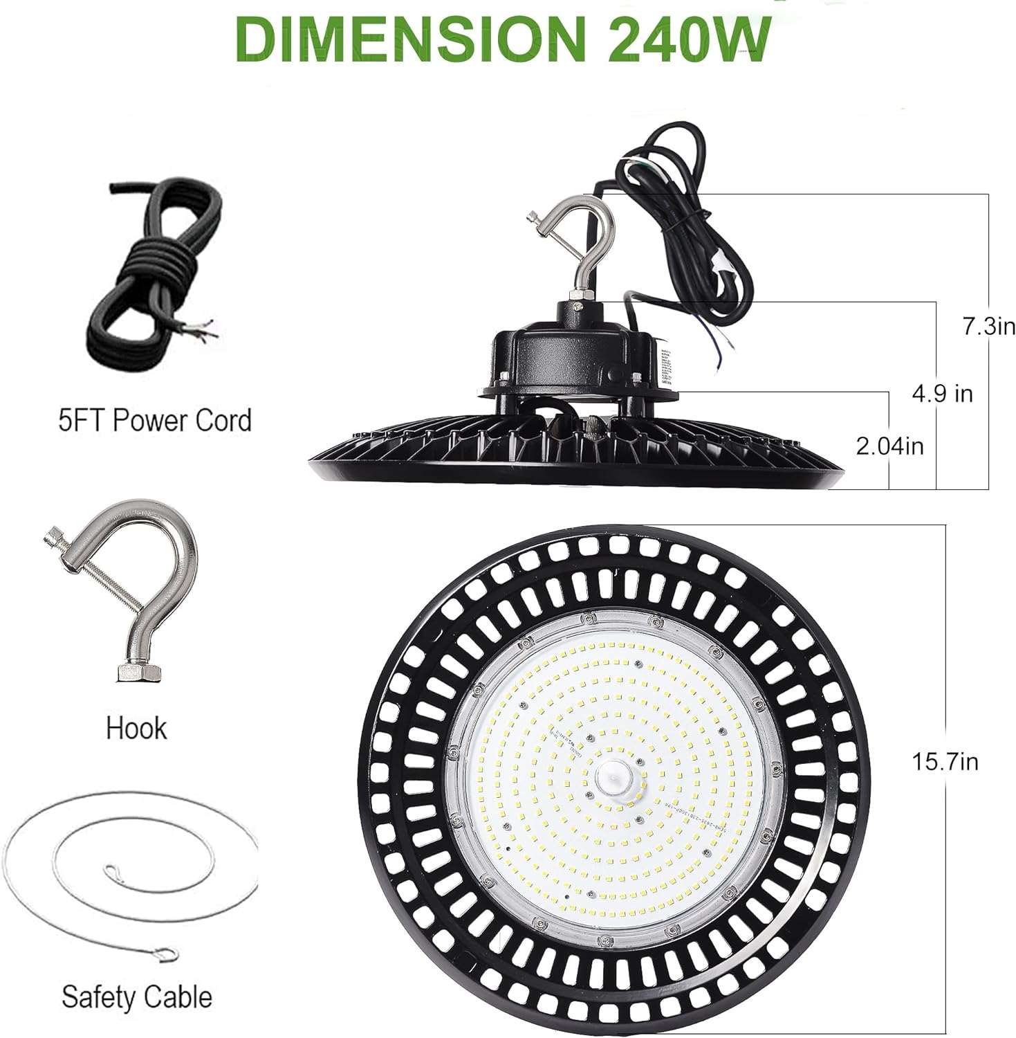 150W LED UFO Hig Bay Light,22500LM, 5000K, Open Hook, (DLC+ ETL) Approved