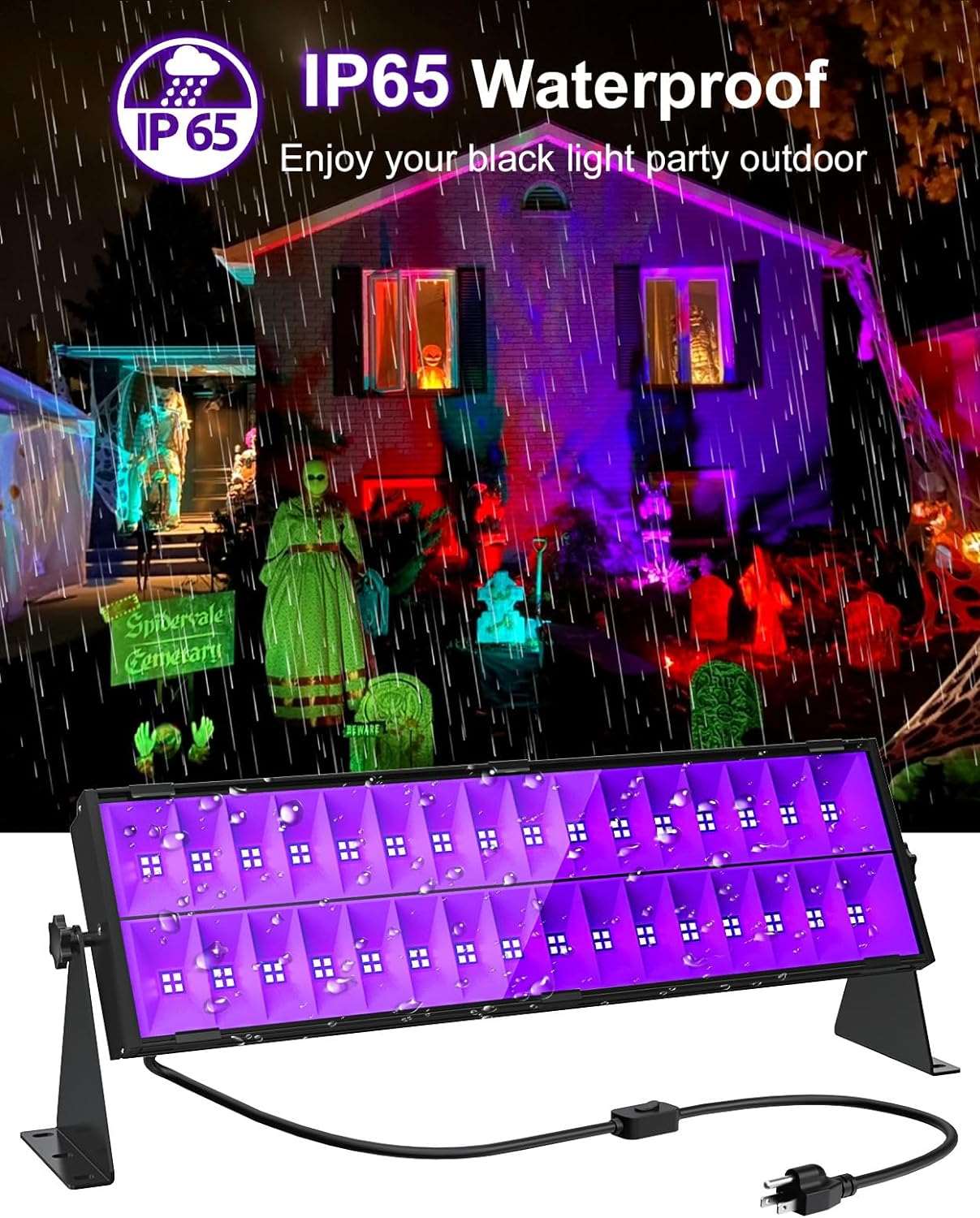 150W UV Black Light Bar, LED UV Blacklight IP65 Waterproof,Stage Lighting (5ft Cable/Plug/Switch)